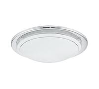 Eglo Lampe de plafond PLANET 1, 1 applique murale à flamme, plafonnier en acier, couleur : chrome, verre : blanc laqué, douille : E27