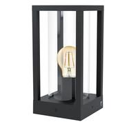 Eglo Lampe d'extérieur Cascinetta – Borne E27 1 ampoule, fonte alu noir, verre, IP44
