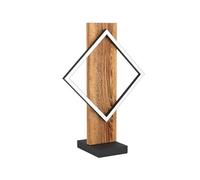Eglo Lampe de table à poser Boyal, luminaire déco avec poutre en bois rustique, éclairage pour salon et table de chevet, certifiée FSC, blanc chaud, 42,5 cm