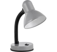 Eglo Lampe de table BASIC 1, 1 lampe à poser à flamme, lampe de bureau en acier et en plastique, couleur : argent, douille : E27