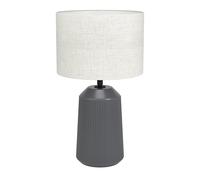Eglo Lampe de table Capalbio, lumière de chevet avec abat-jour en tissu, luminaire à poser pour salon et chambre, céramique gris et tissu beige, douille E27