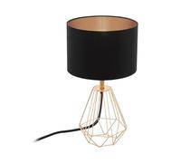 Eglo Lampe de table CARLTON 2 – E14, acier et tissu, cuivre/noir, interrupteur inclus