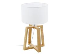 Lampe à poser C1 E27 1X60W en bois et acier naturel et chrome D260mm