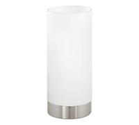 Eglo Lampe de table DAMASCO 1, 1 lampadaire à flamme, lampe de chevet en acier, couleur : nickel mat, verre : satiné, blanc, douille : E27, interrupteur inclus