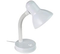 Eglo Lampe de table de chevet Basic, lampe de bureau et de lecture en acier et plastique blanc, douille E27