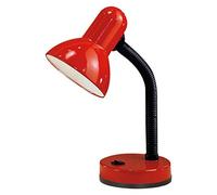EGLO Lampe de table de chevet Basic, lampe de bureau et de lecture en acier et plastique rouge, douille E27