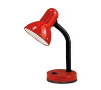 EGLO Lampe de table de chevet Basic, lampe de bureau et de lecture en acier | et plastique rouge, douille E27