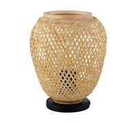 Eglo Lampe de table de chevet Dembleby, lampe osier à poser au style vintage, naturel, bohème, luminaire en bois tressé en brun clair avec interrupteur, acier, douille E27