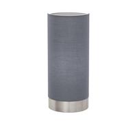 Eglo Lampe de table de chevet Pasteri, lampe de salon à poser en acier et textile, nickel mat, gris, douille E27, tactile, h 22,5 cm