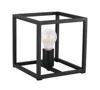Eglo Lampe de table Eldrick, lumiere de chevet cube, luminaire salon et chambre en métal noir, douille E27