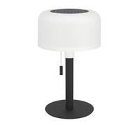 Eglo Lampe de table extérieure solaire sans fil Montapalma-L, luminaire LED à poser rechargeable, avec interrupteur à tirette, acier noir, plastique blanc, blanc chaud, RGB, IP54