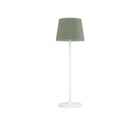 Eglo Lampe de table LED sans fil Leonero, luminaire à poser pour salon et table de chevet, métal blanc avec abat-jour pliable en tissu vert, tactile, rechargeable USB, blanc chaud-neutre