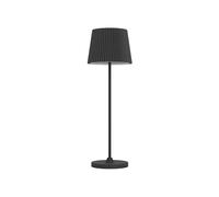 Eglo Lampe de table LED sans fil Leonero, luminaire à poser pour salon et table de chevet, métal noir avec abat-jour pliable textile, tactile, rechargeable USB, blanc chaud-neutre