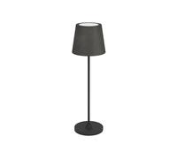 Eglo Lampe de table LED sans fil Leonero, luminaire à poser pour salon et table de chevet, métal noir avec abat-jour textile, tactile, rechargeable USB, blanc chaud-neutre