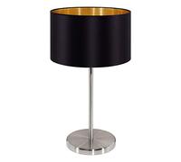 Eglo Lampe de Table Maserlo Noir Nickel Or Tissu Ø23cm Max. 60W E27 Interrupteur