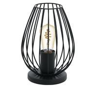 Eglo Lampe de table Newtown – vintage, acier et tissu noir, douille E27, interrupteur