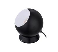 Eglo Lampe de table Petto 1, luminaire pour chevet ronde avec abat-jour, sphérique en métal noir-blanc, boule ampoule GU10, blanc chaud, 13,5 cm