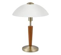EGLO Lampe de table Solo 1, lampe à une flamme, matériau : acier, bois