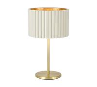 Eglo Lampe de table Tamaresco - Élégante lampe de table vintage en métal brossé et velours blanc et or - Petit lampadaire - Lampe de salon avec interr