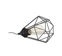 Eglo Lampe de table TARBES, lampe à poser vintage à flamme au look rétro, lampe de chevet en acier et en tissu, couleur : noir, douille : E27, interrupteur inclus