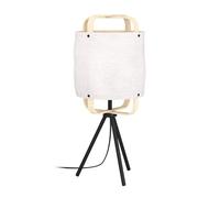 EGLO Lampe de table trépied Surfleet, luminaire tripode en bois, coton