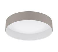 Eglo Lampe LED de plafond Pasteri, luminaire textile pour chambre, lampe de plafond pour salon, lampe de séjour en tissu et plastique taupe et blanc, Ø 32 cm