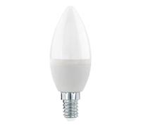 Eglo Lampe LED E14 dimmable, ampoule forme bougie en verre opaque, 5,5 watts (correspond à 40 watts), 470 lumens, blanc chaud, 3000 Kelvin, blanc opale, C37, Ø 3,7 cm