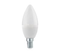 Eglo Lampe LED E14 dimmable, ampoule forme bougie en verre opaque, 7,5 watts (correspond à 60 watts), 806 lumens, blanc chaud, 3000 Kelvin, blanc opale, C37, Ø 3,7 cm