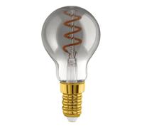 Eglo Lampe LED E14 dimmable, filament vintage spirale, ampoule Edison verre fumé noir-transparent, éclairage rétro, 4 watts, 100 lumens, blanc chaud, 2000 Kelvin, P45, Ø 4,5 cm