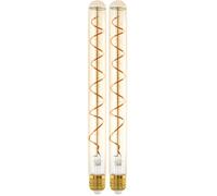 EGLO Lampe LED E27 à intensité variable, ampoule Edison vintage spirale, forme de tige, ambre, 4 watts (équivalent à 18 watts), 180 lumens, blanc chaud, 1600 K, T30, Ø 3 cm (Lot de 2)