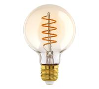 Eglo lampe LED E27 à intensité variable, ampoule globe vintage spirale, éclairage rétro, 8 watts (équivalent à 60 watts), 806 lumens, blanc chaud, 2700 K, Edison G80, Ø 8 cm