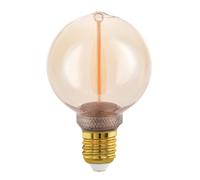Eglo Lampe LED E27 à intensité variable par paliers, ampoule Edison, globe vintage dimmable par interrupteur, ambre, 2 watts, 100 lumens, blanc chaud, 1800 K, G80, Ø 8 cm