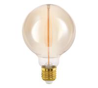 Eglo Lampe LED E27 à intensité variable par paliers, ampoule Edison, globe vintage dimmable par interrupteur, ambre, 2 watts, 100 lumens, blanc chaud, 1800 K, G95, Ø 9,5 cm