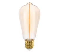 Eglo Lampe LED E27 à intensité variable par paliers, ampoule Edison vintage, dimmable par interrupteur, ambre, 2 watts, 100 lumens, blanc chaud, 1800 K, ST64, Ø 6 cm