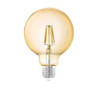 EGLO Lampe LED E27, ampoule Edison à incandescence, globe éclairage vintage et rétro, 4 Watt (correspond à 30 Watt), 330 Lumen, blanc chaud, ambré, 2200 Kelvin, G95, Ø 9,5 cm