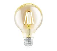 Eglo Lampe LED E27, ampoule Edison à incandescence, globe éclairage vintage et rétro, 4 watts (correspond à 32 watts), 350 lumens, blanc chaud, ambré, 2200 Kelvin, G80, Ø 8 cm