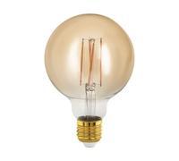 Eglo Lampe LED E27 dimmable, ampoule Edison à incandescence Golden Vintage | globe éclairage rétro, 4 watts (correspond à 28 watts), 300 lumens, blanc chaud, doré, 1700 Kelvin, G95, Ø 9,5 cm