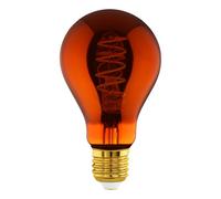 Eglo Lampe LED E27 dimmable, filament vintage spirale, ampoule Edison, éclairage rétro, 4 watts, 30 lumens, blanc chaud, verre cuivré, 2000 Kelvin, A75, Ø 7,5 cm