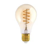 EGLO Lampe LED E27 dimmable, filament vintage spirale, ampoule Edison, éclairage rétro, 4 watts (correspond à 25 watts), 245 lumens, blanc chaud, ambré, 2200 Kelvin, A75, Ø 7,5 cm