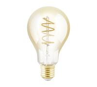 EGLO Lampe LED E27 dimmable, filament vintage spirale, ampoule Edison, éclairage rétro, 4 watts (correspond à 25 watts), 245 lumens, blanc chaud, ambré, 2200 Kelvin, A75, Ø 7,5 cm