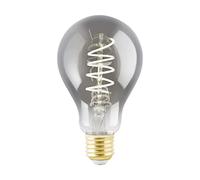 EGLO Lampe LED E27 dimmable, filament vintage spirale, ampoule Edison, éclairage rétro au verre fumé, 4 watts, 100 lumens, blanc chaud, noir transparent, 2000 Kelvin, A75, Ø 7,5 cm