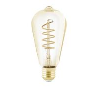EGLO Lampe LED E27 dimmable, filament vintage spirale, ampoule Edison forme de piston, éclairage rétro, 4 watts (correspond à 25 watts), 245 lumens, blanc chaud, ambré, 2200 Kelvin, ST64, Ø 6,4 cm