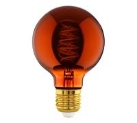 EGLO Lampe LED E27 dimmable, filament vintage spirale, ampoule Edison, globe éclairage rétro, 4 watts, 30 lumens, blanc chaud, verre cuivré, 2000 Kelvin, G80, Ø 8 cm
