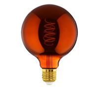 Eglo Lampe LED E27 dimmable, filament vintage spirale, ampoule Edison, globe éclairage rétro, 4 watts, 30 lumens, blanc chaud, verre cuivré, 2000 Kelvin, G125, Ø 12,5 cm
