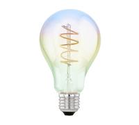 EGLO Lampe LED E27 dimmable, filament vintage spirale, ampoule Edison multicolore effet arc en ciel, 4 watts, 200 lumens, blanc chaud, 2000 Kelvin, A75, Ø 7,5 cm