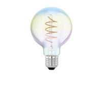 EGLO Lampe LED E27 dimmable, globe filament vintage spirale, ampoule Edison multicolore effet arc en ciel, 4 watts, 200 lumens, blanc chaud, 2000 Kelvin, G80, Ø 8 cm