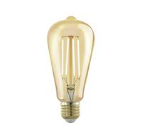 Eglo Lampe LED E27 dimmable, piston, ampoule Edison à incandescence Golden Vintage, éclairage rétro, 4 watts (correspond à 28 watts), 300 lumens, blanc chaud, doré, 1700 Kelvin, ST64, Ø 6,4 cm
