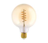 Eglo Lampe LED E27 filament vintage spirale, ampoule Edison, globe éclairage rétro, 4 watts (correspond à 26 watts), 270 lumens, blanc chaud, ambré, 2200 Kelvin, G125, Ø 12,5 cm