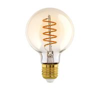 Eglo Lampe LED E27 filament vintage spirale, ampoule Edison, globe éclairage rétro, 4 watts (correspond à 26 watts), 270 lumens, blanc chaud, ambré, 2200 Kelvin, G80, Ø 8 cm