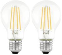 Eglo Lampe LED E27 jour & nuit, ampoule à filament vintage avec détecteur de mouvement et veilleuse, 7 watts (correspond à 60 watts), 806 lumens, blanc chaud, 3000 Kelvin, A60, Ø 6 cm (Lot de 2)
